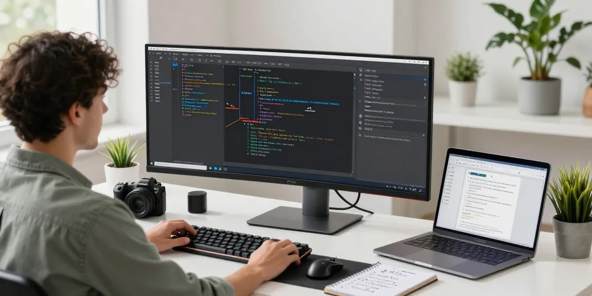 Dynamic workspace showcasing 截图软件 use with dual monitors, modern tech setup, and collaborative tools.