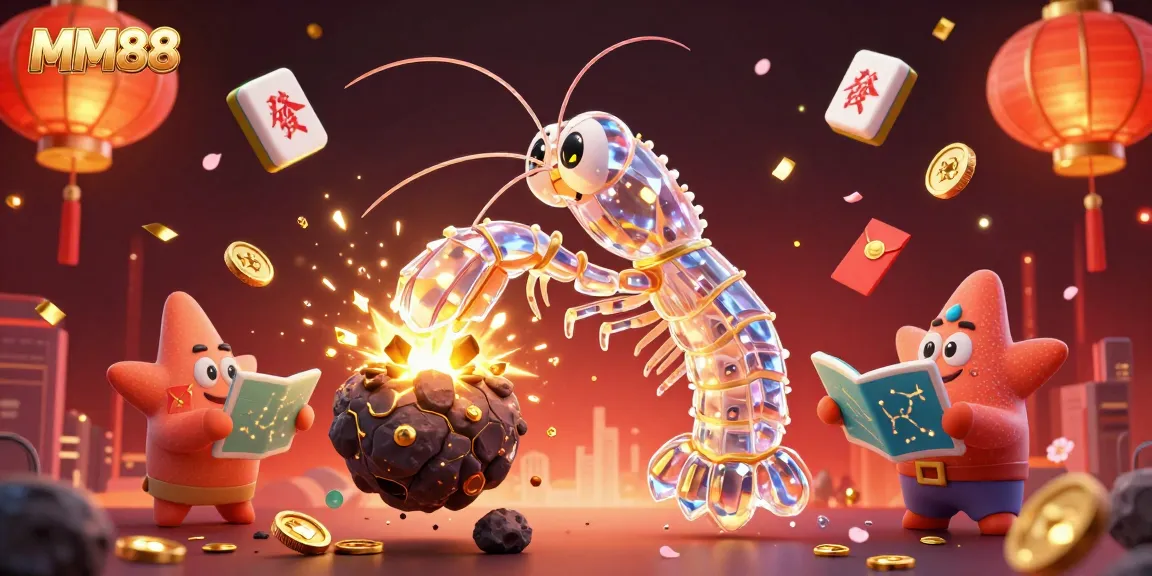 Experience the thrill of MM88 with vibrant 3D characters surrounded by dynamic casino elements.