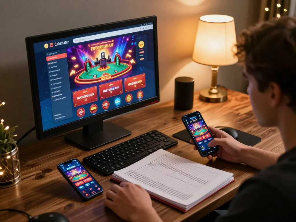 Engaging online gambling session on vipwin with strategic gameplay tools and cozy atmosphere.