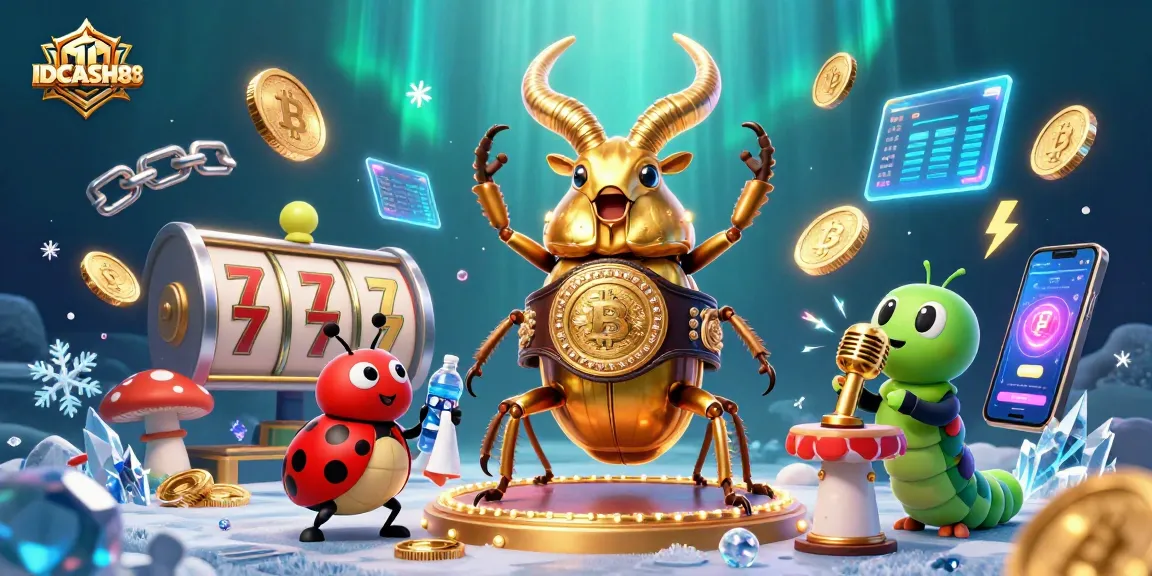 Experience the excitement of IDCASH88 as the giant stag beetle competes in a vibrant casino scene.