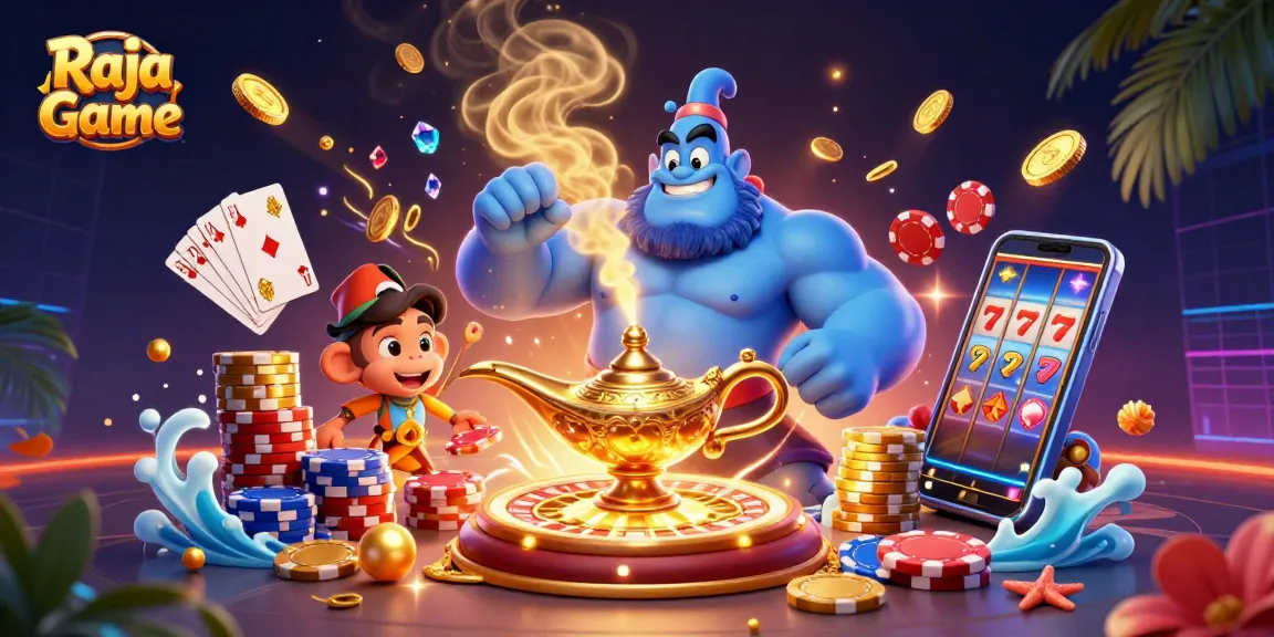 Experience the excitement of Raja Game with this vibrant 3D scene showcasing thrilling casino elements.