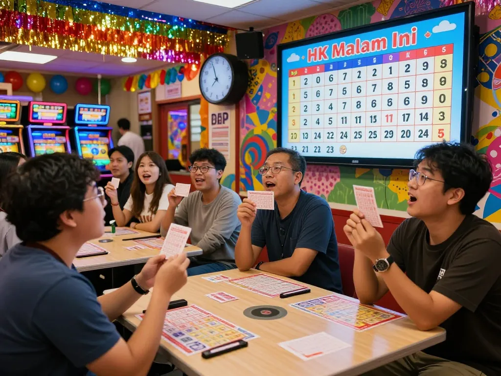 Exciting HK Malam Ini lottery draw scene with players eagerly watching results