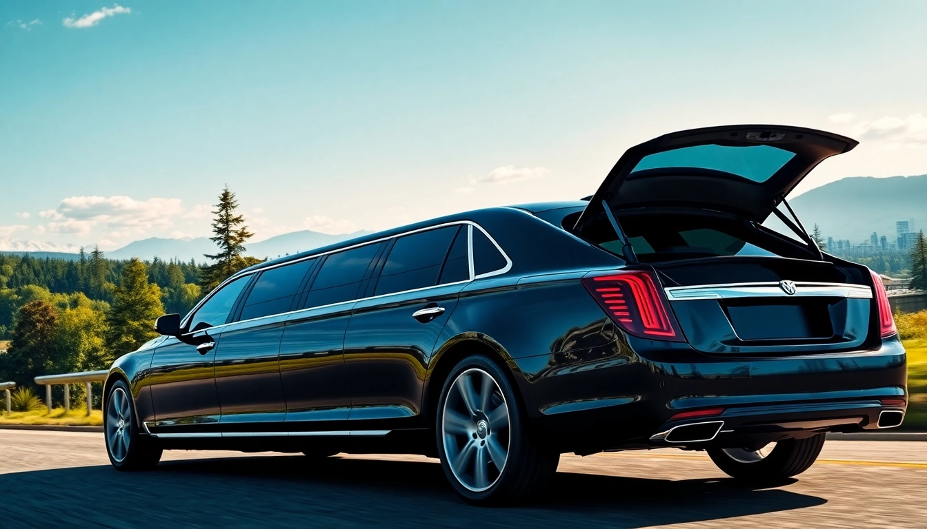 Luxury limo vancouver to seattle driving through scenic landscapes in Pacific Northwest.