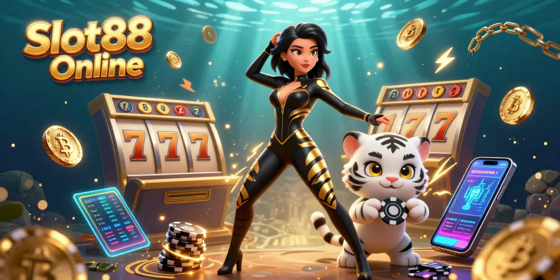 Rasakan permainan mendebarkan dengan Slot88 Online, yang menampilkan gulungan slot dinamis dan karakter yang cerah.