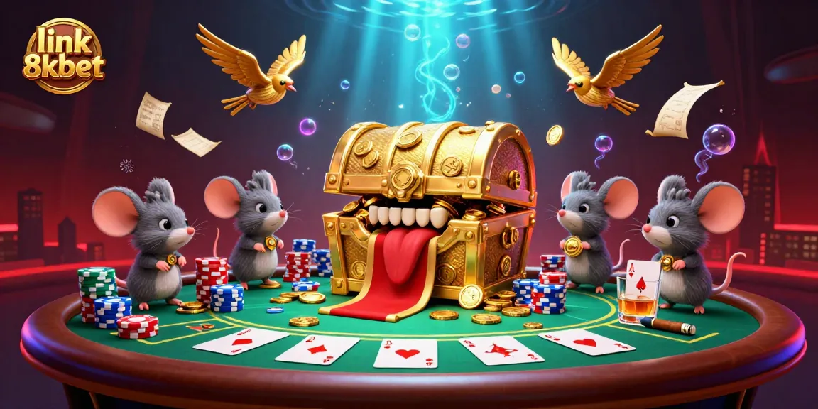 Engage with link 8xbet, where a treasure chest and adventure mice promise heart-pounding riches.