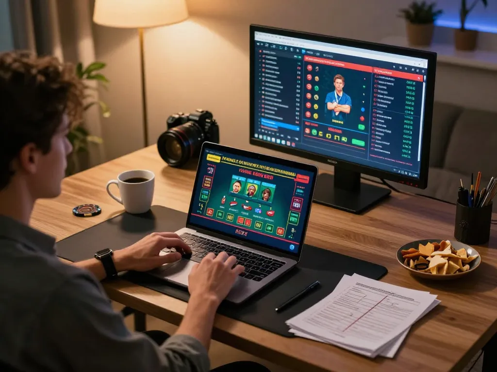 Engaging in a live dealer game at home on mm88, highlighting modern online gambling excitement.