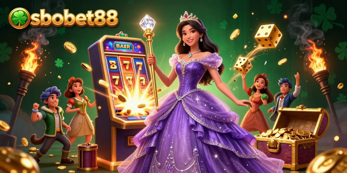 Experience sbobet88's vibrant casino world with a majestic queen and dazzling jackpots.