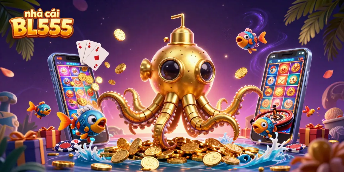 Experience the thrill of gaming at nhà cái BL555 with vibrant slot games and golden coins.
