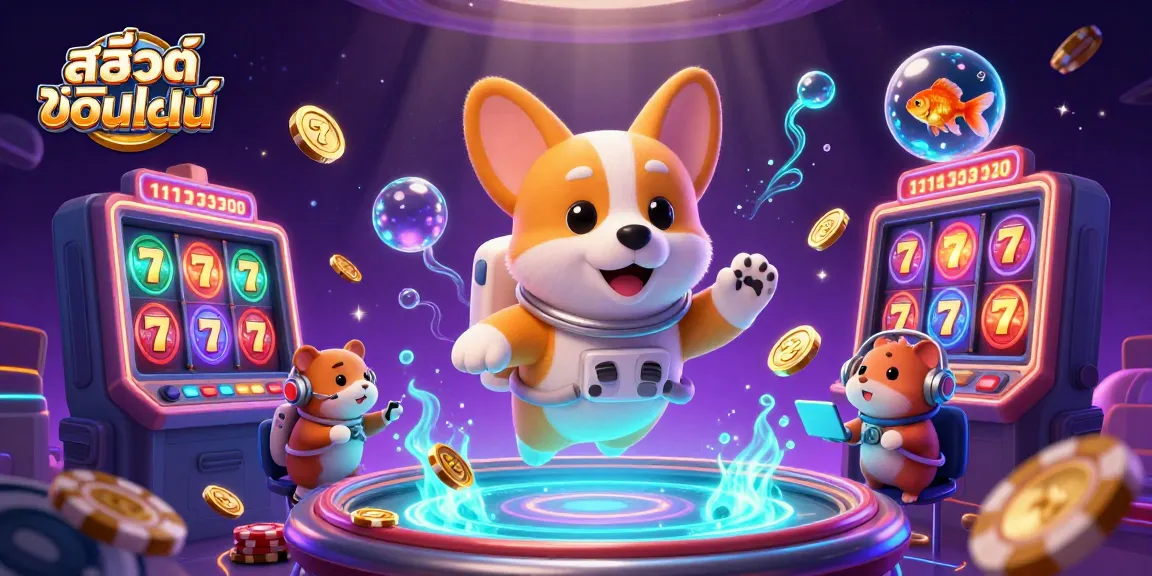 Experience thrilling สล็อตแมชชีน excitement with 3D characters in a cosmic casino setting.
