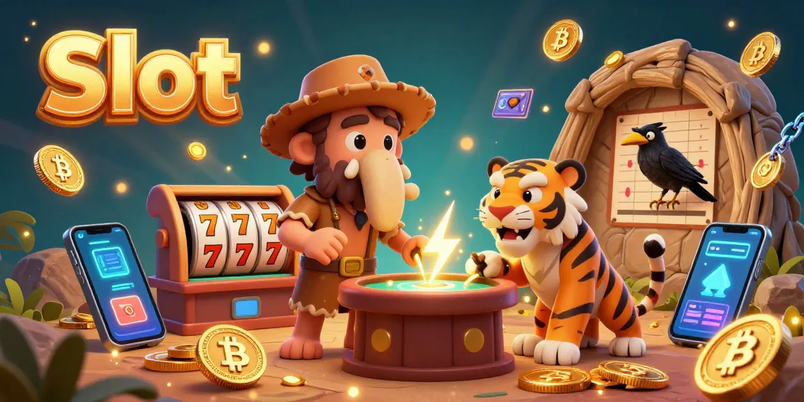 Engage with Slot gaming excitement featuring a colorful digital representation of prehistoric characters in a vibrant casino.