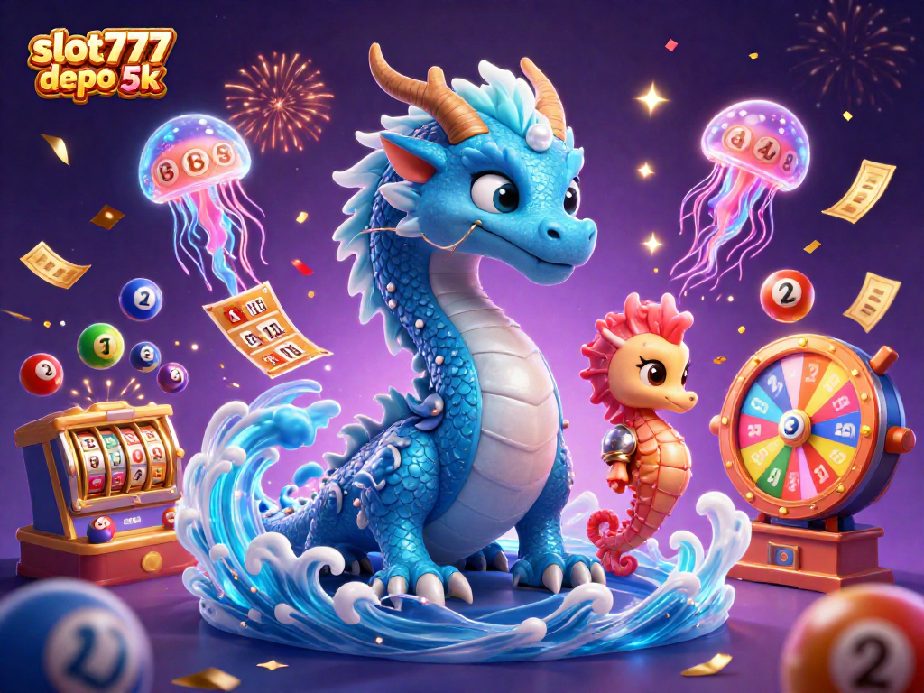 Experience the excitement of slot777 depo 5k with vibrant slot reels and captivating 3D characters.