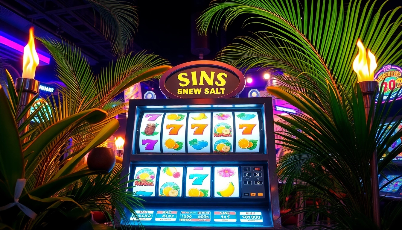 Daftar tikislot pada mesin slot kasino dengan tema tropis yang cerah dan menarik.
