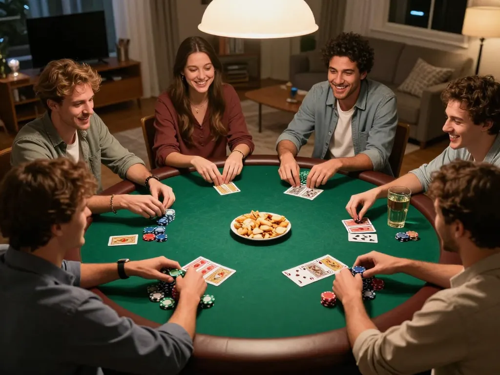 Bongdalu poker night with friends showcasing competitive play and engagement.