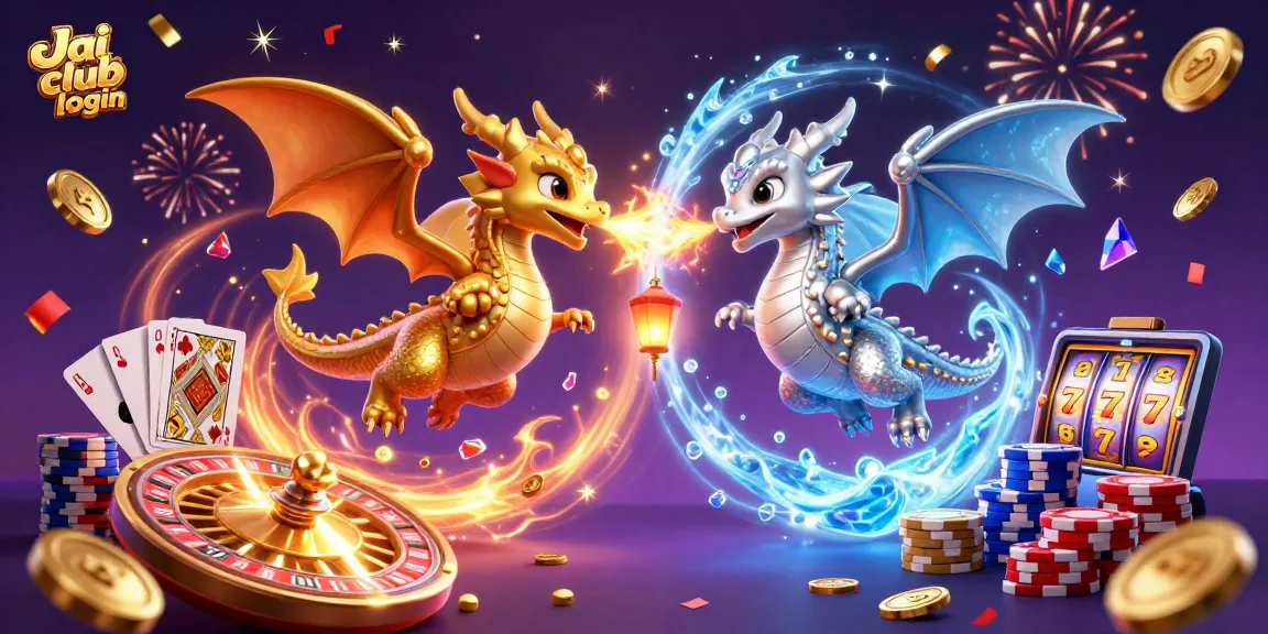 Engage with exciting gameplay on Jai club login, featuring golden coins, dragons, and casino elements.