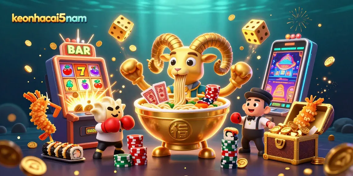 Experience thrilling wins with keonhacai5nam in this vibrant 3D casino scene featuring exciting game elements.