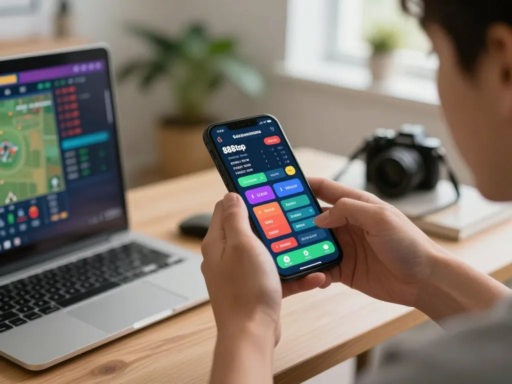 Engaging sports betting action on 888top platform with live odds displayed on smartphone.