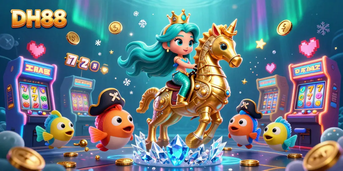 Engage in thrilling gameplay at DH88 with vibrant slot machines and colorful mermaid characters.