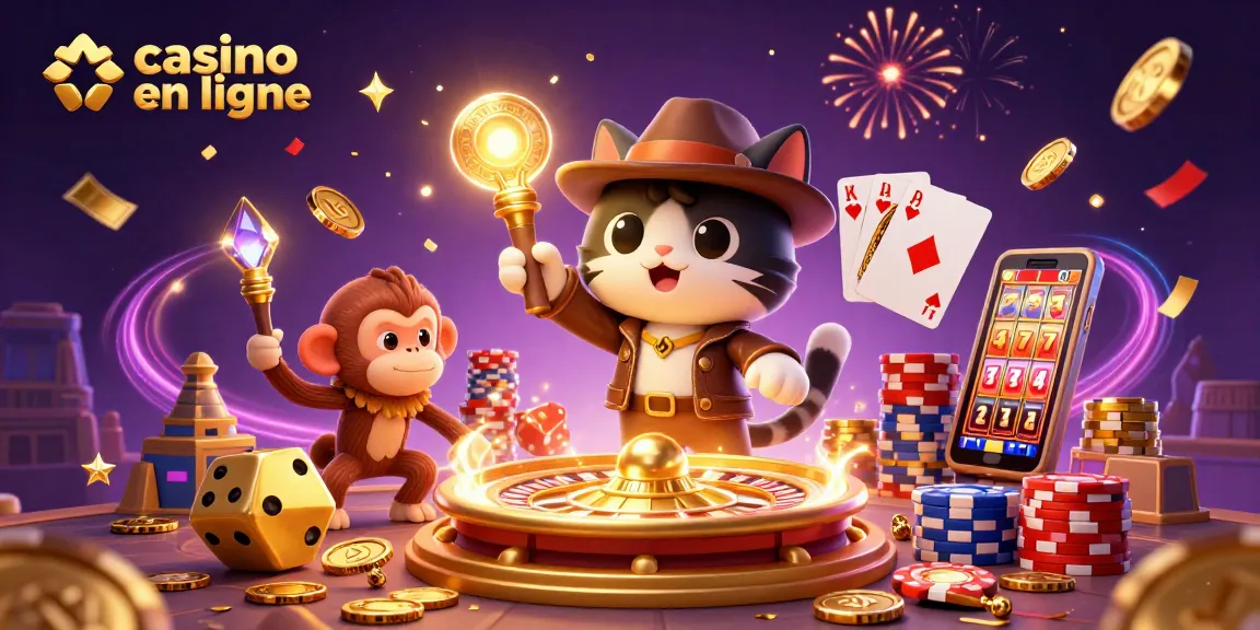 Découvrez les trésors d'un casino en ligne avec un chat archéologue et un singe dans un temple mystique.