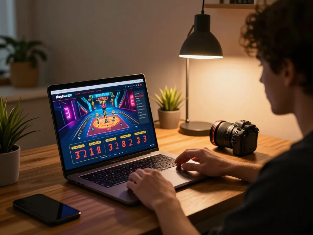 Engaging online gaming with siapbos88 interface during a cozy evening.