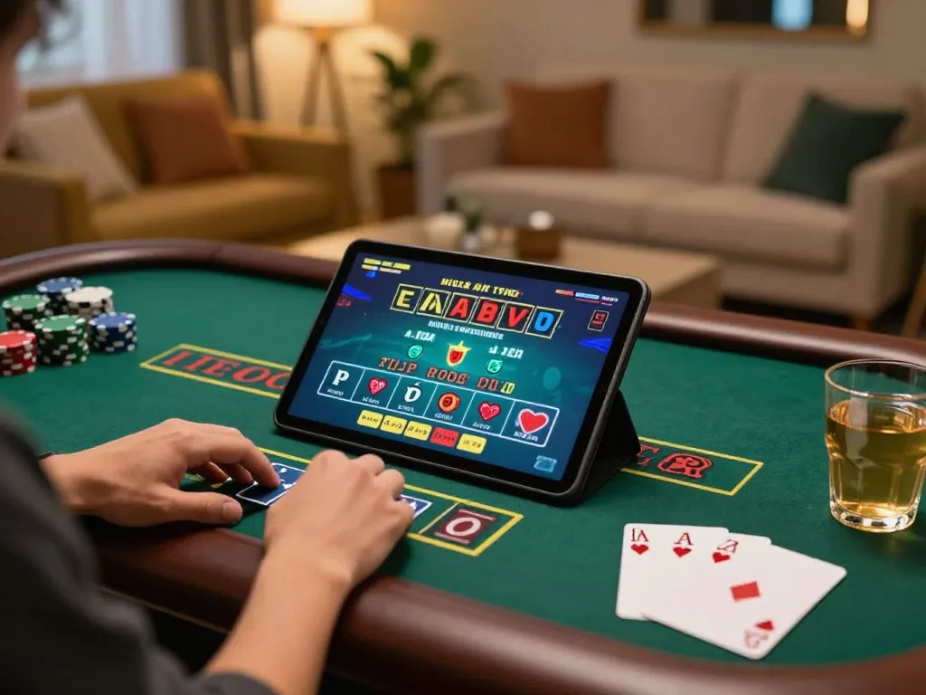 Engaged player enjoying live dealer blackjack on tablet, highlighting the experience at 68gamebaivn.