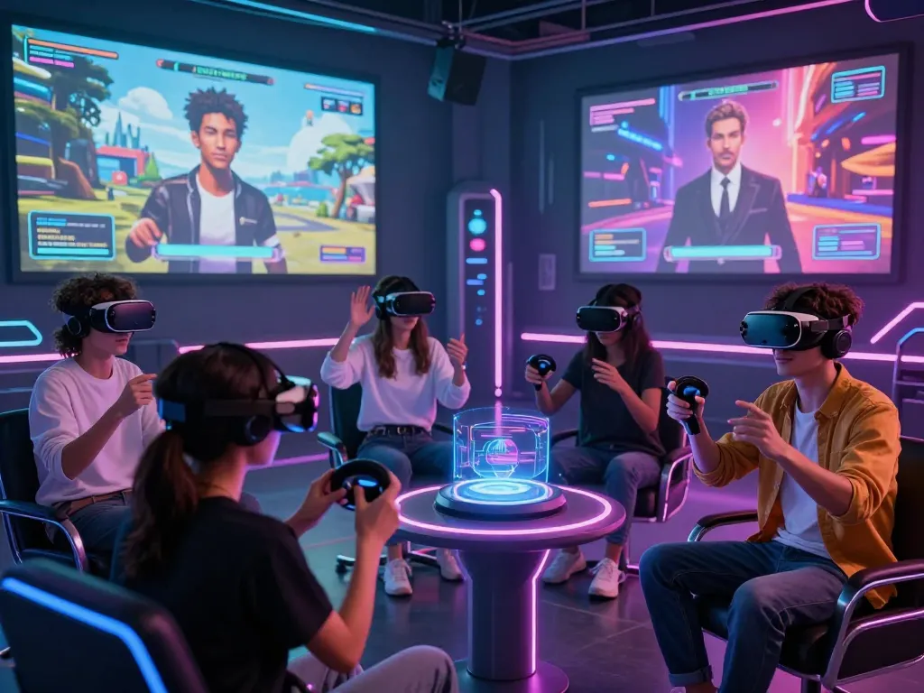 Exploring nsfw ai in a futuristic virtual reality environment filled with immersive technology.