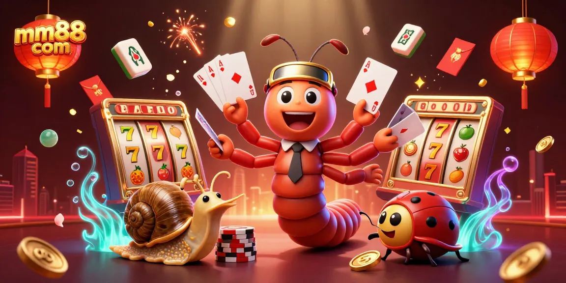 Experience the excitement of mm88 com with a vibrant 3D illustration of gambling fun and profit.