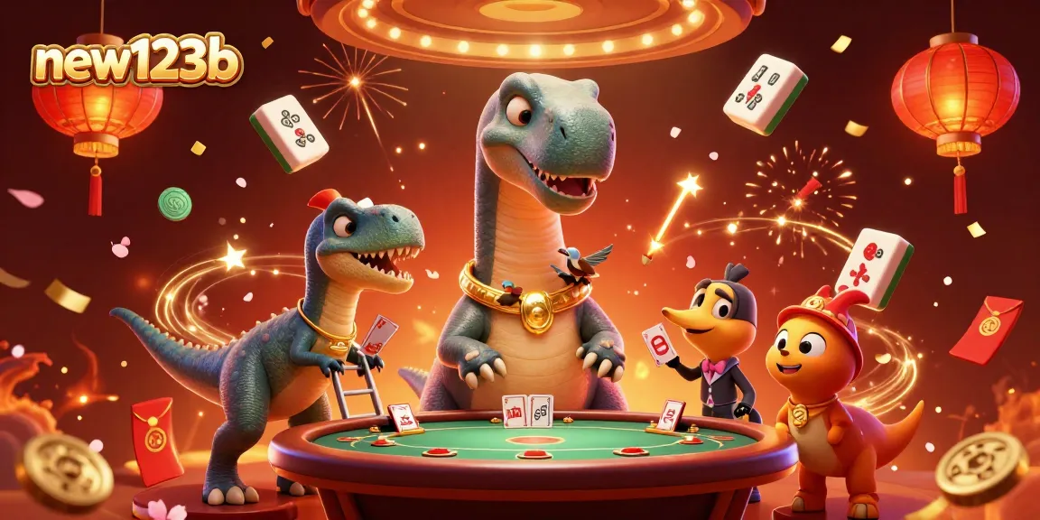 Win big at new123b as an enormous brontosaurus oversees a thrilling poker game!