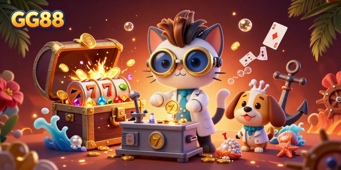 Experience the thrilling world of GG88 with a vibrant 3D illustration showcasing exciting game elements and characters.
